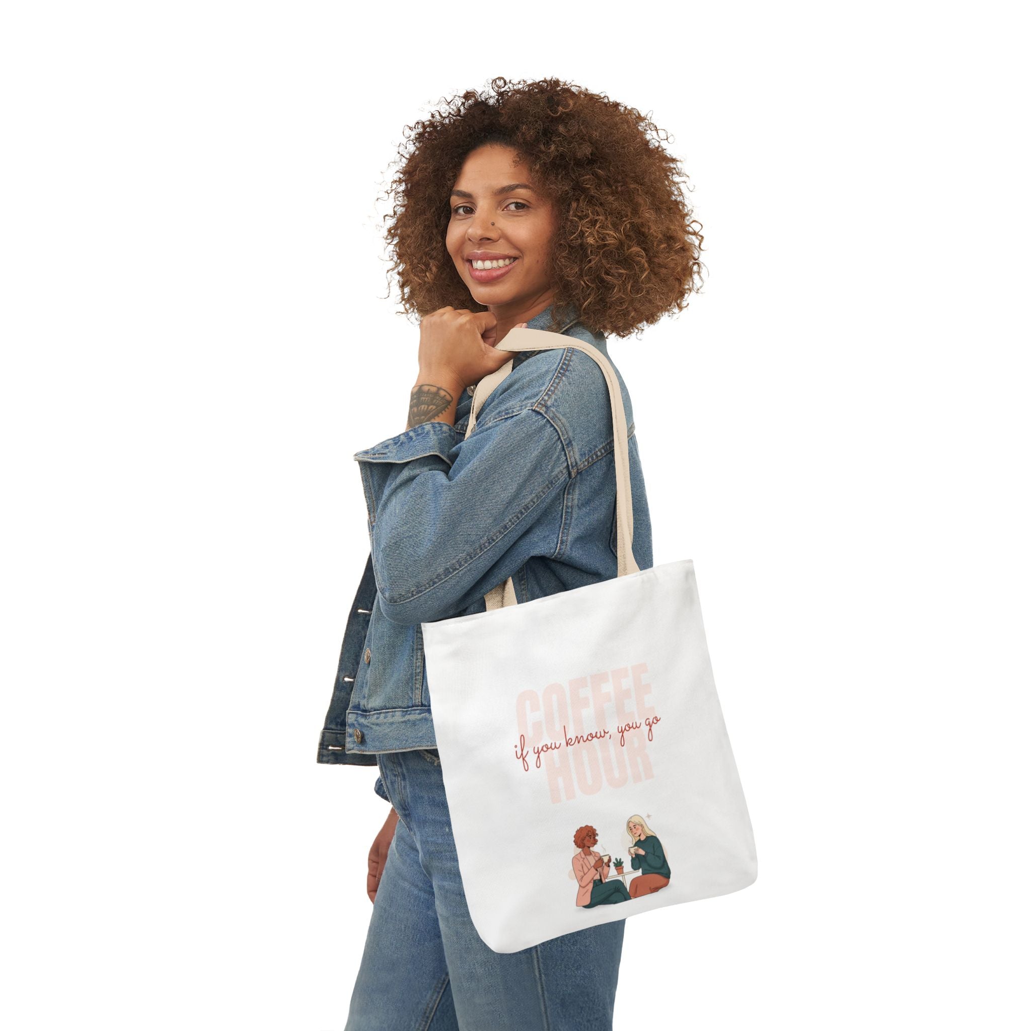 Coffee Hour Tote Bag — "If You Know, You Go; If You Go, You Know" Illustrated Canvas Tote