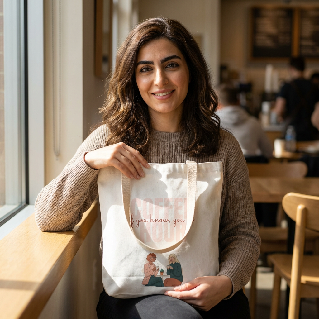 Coffee Hour Tote Bag — "If You Know, You Go; If You Go, You Know" Illustrated Canvas Tote