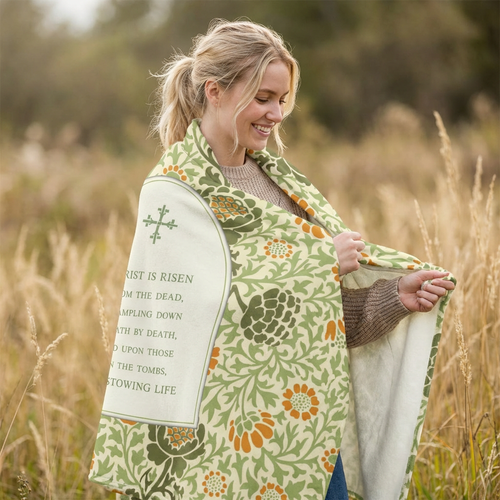 'Christ Is Risen' Floral Lap Blanket, Throw Blanket - Paschal Service Blanket