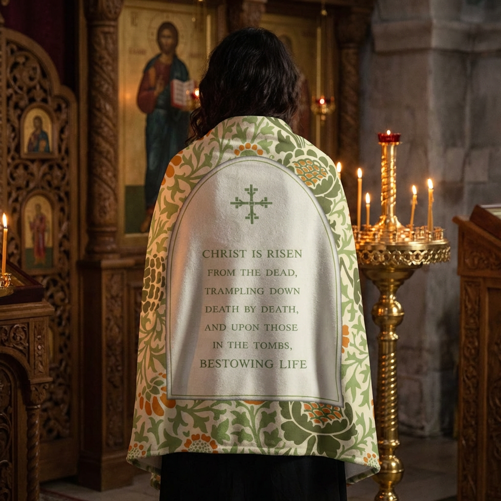 'Christ Is Risen' Floral Lap Blanket, Throw Blanket - Paschal Service Blanket