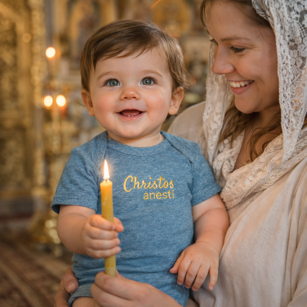 'Christos Anesti' Infant Onesie for Pascha