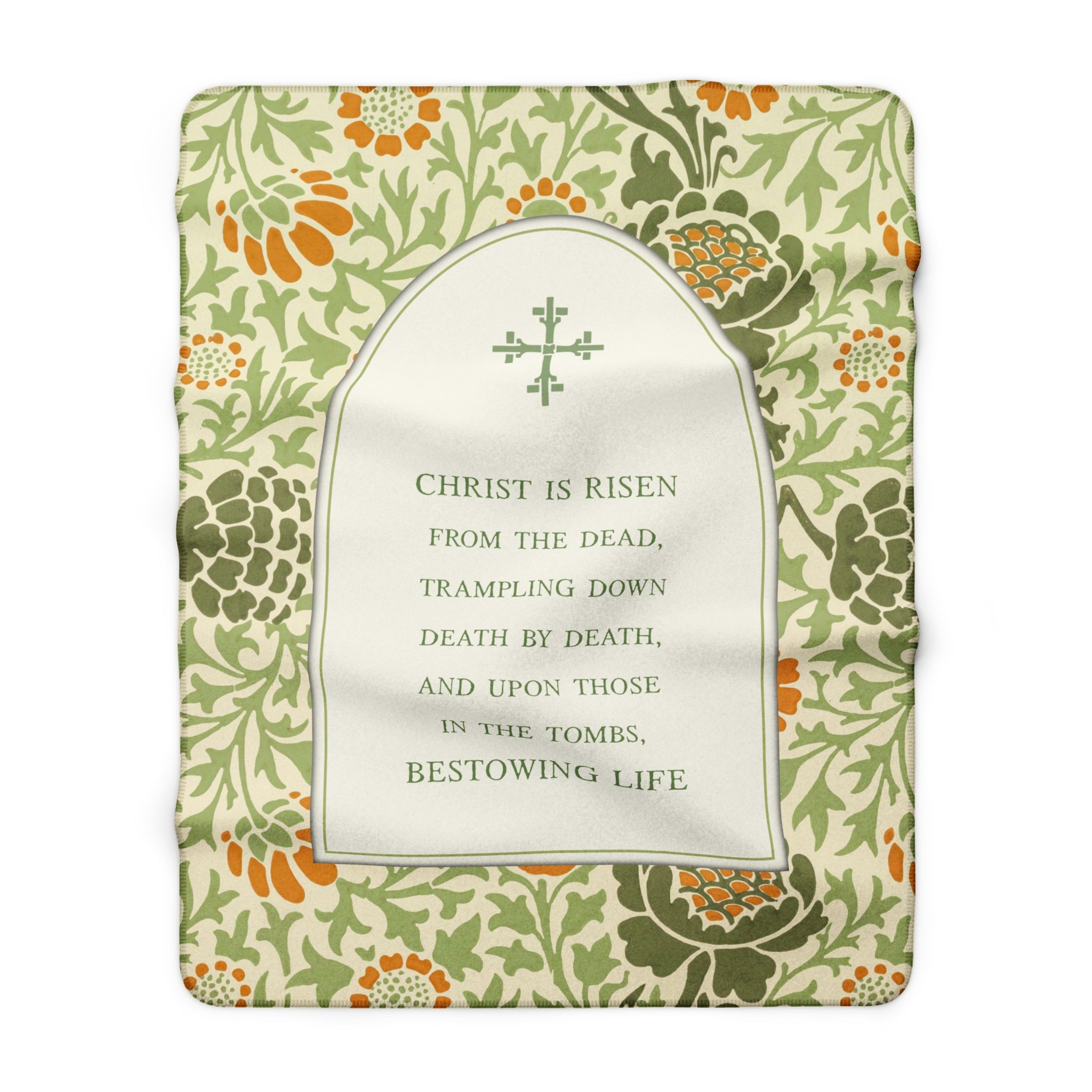 'Christ Is Risen' Floral Lap Blanket, Throw Blanket - Paschal Service Blanket