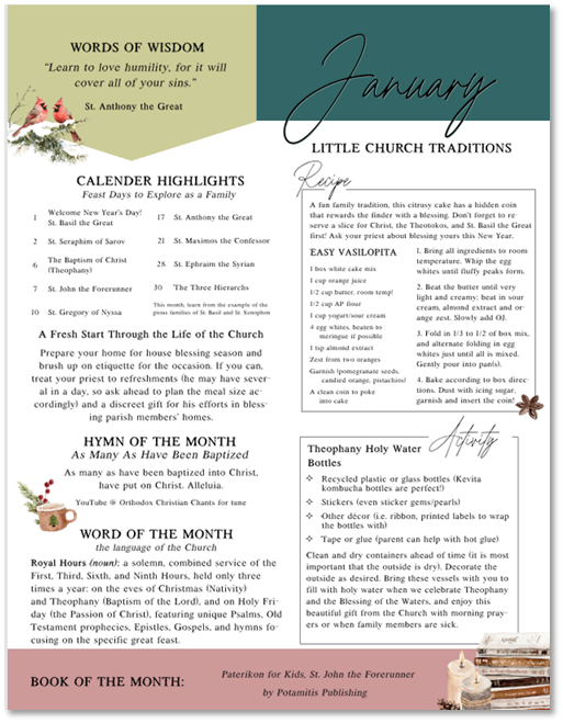 January Edition | Little Church at Home Monthly Printables | Combining faith, family and fun at home